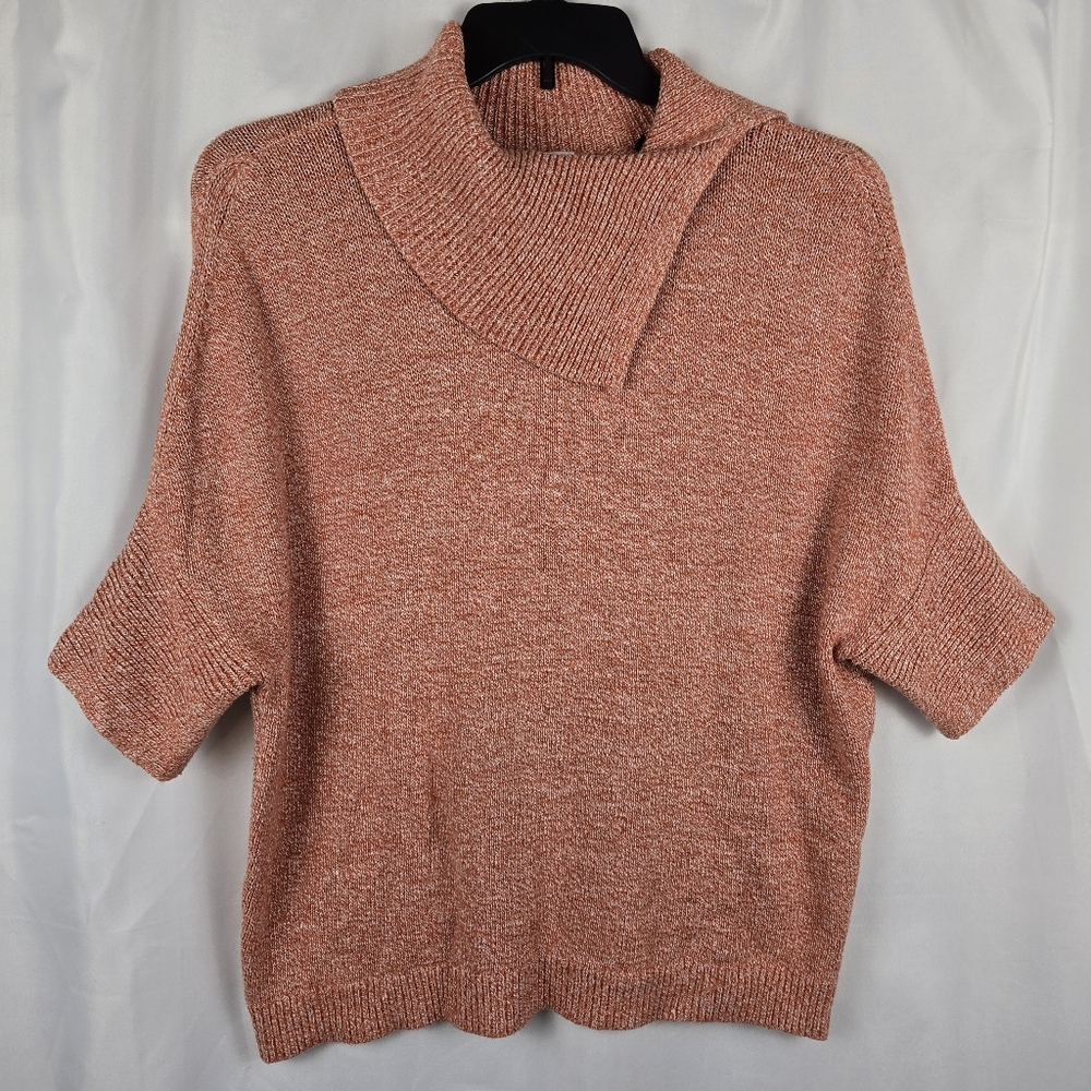 Cabi Foldover Split Cowl Neck Dolman Sleeve Marled Orange Sweater Womens Size XS